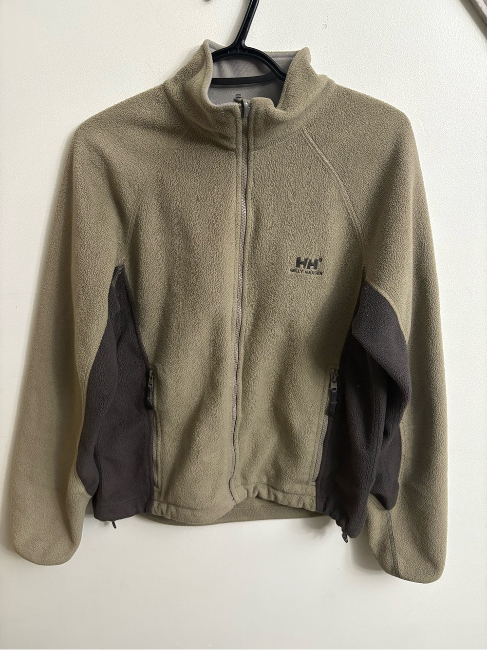 Helly Hansen Two-Tone Zip Fleece Jacket - Olive & Dark Gray small